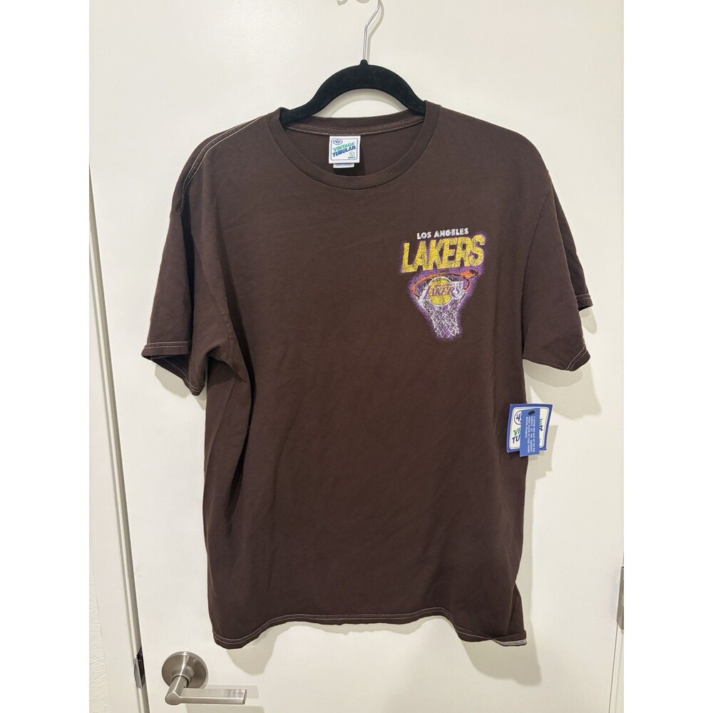 47' brand Vintage Tubular LAKERS men's t-shirt, brown, Large, New w/tags